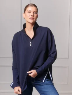 Loungewear|Knits And Jumpers*Zjoosh Alysha Zip Through Sweatshirt Navy