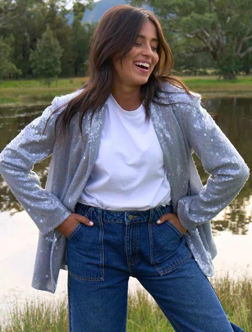 Jackets And Coats*Zjoosh Anais Sequin Jacket Blue