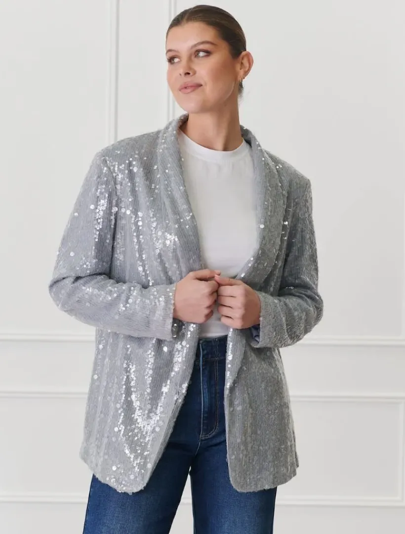 Jackets And Coats*Zjoosh Anais Sequin Jacket Blue