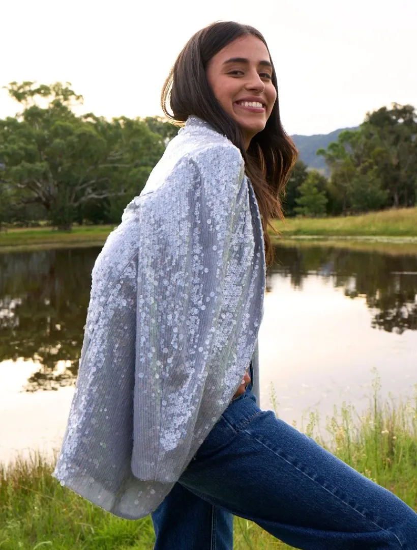 Jackets And Coats*Zjoosh Anais Sequin Jacket Blue