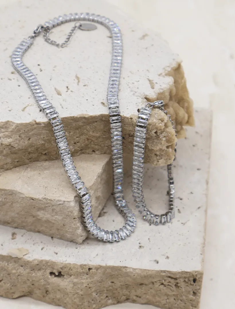 Silver Jewellery|Necklaces*Zjoosh Baguette Crystal Necklace Silver