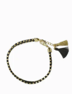Bangles And Bracelets*Zjoosh Black Beaded Tassel Bracelet