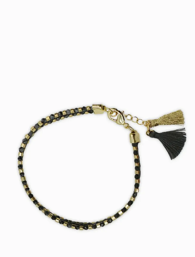 Bangles And Bracelets*Zjoosh Black Beaded Tassel Bracelet