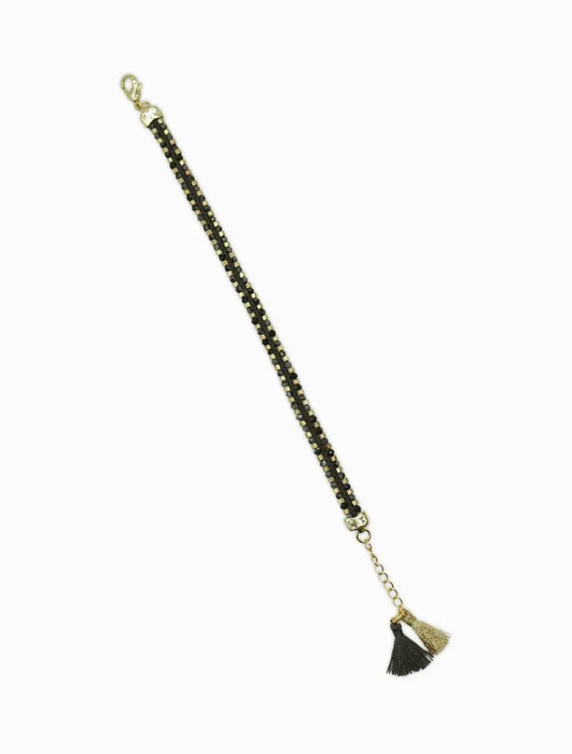 Bangles And Bracelets*Zjoosh Black Beaded Tassel Bracelet