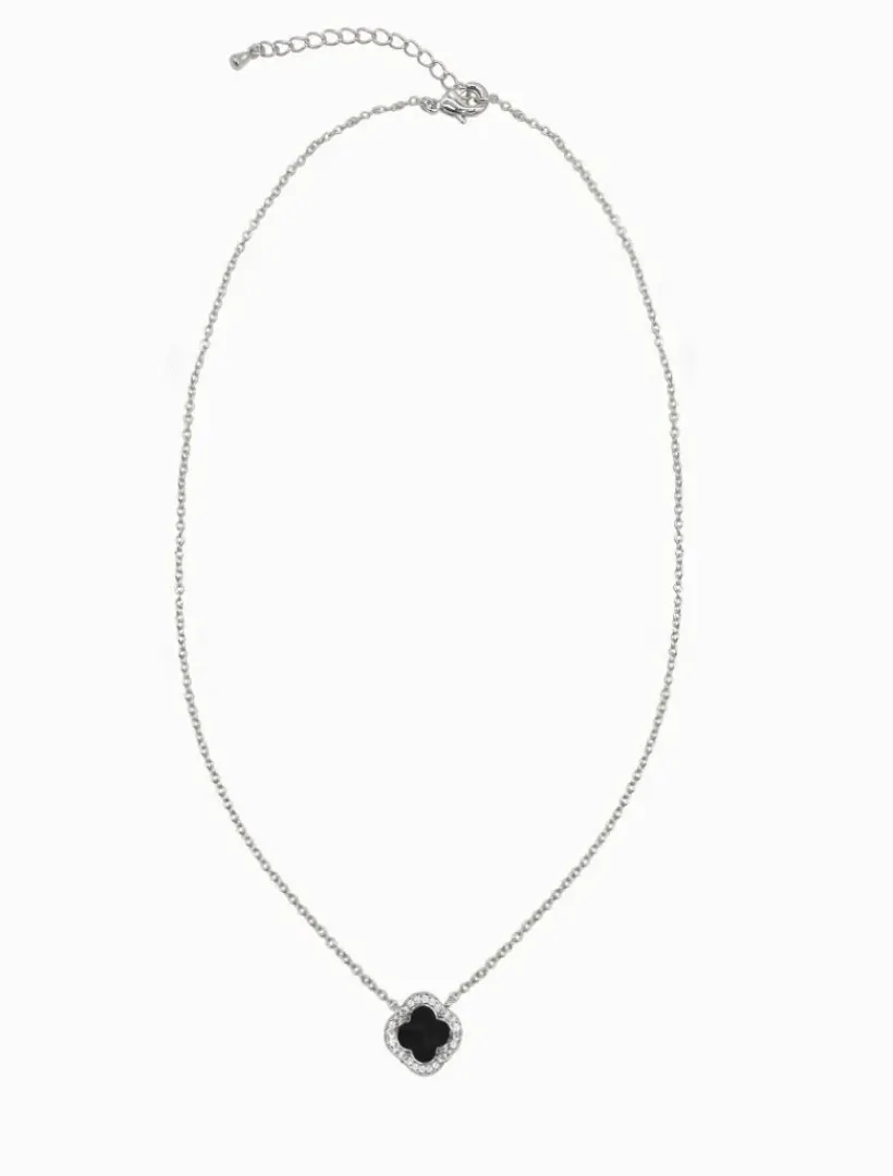 Necklaces|Silver Jewellery*Zjoosh Black Clover Pendant Necklace Silver