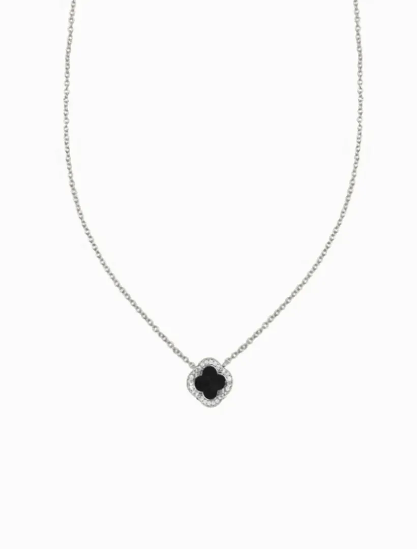 Necklaces|Silver Jewellery*Zjoosh Black Clover Pendant Necklace Silver