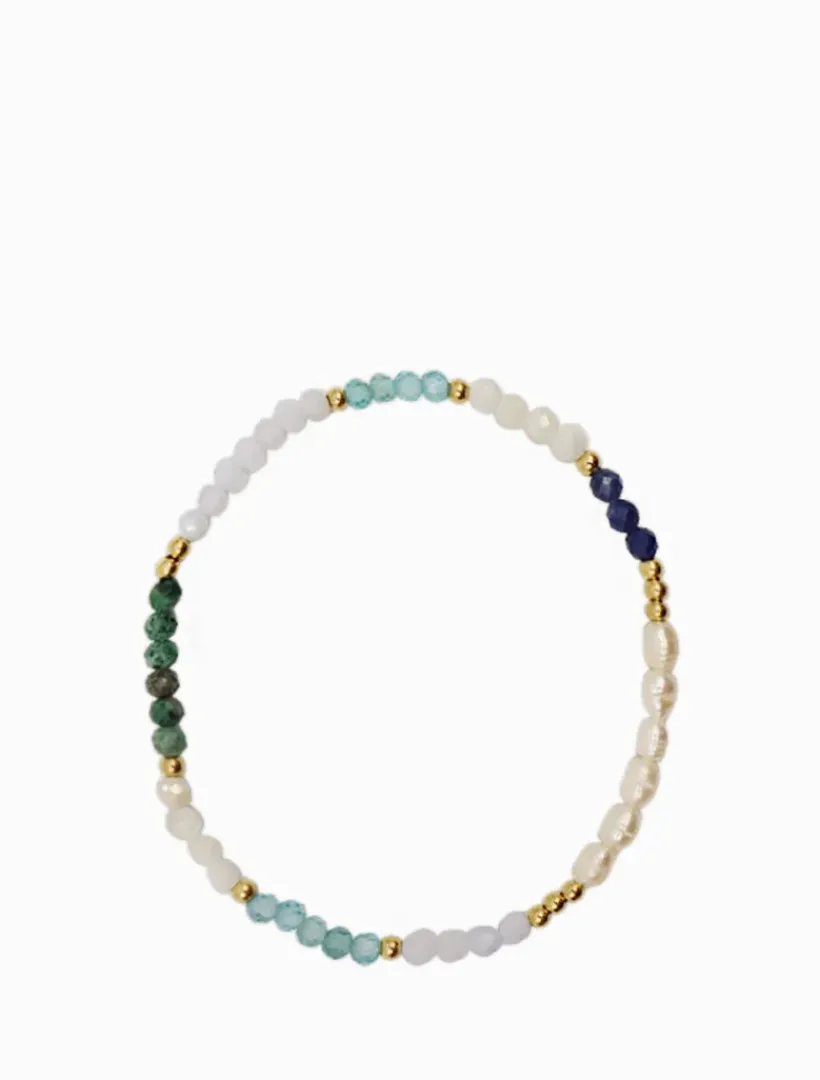 Pearl Jewellery|Bangles And Bracelets*Zjoosh Blue Stone and Pearl Stretch Bracelet