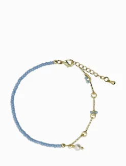 Pearl Jewellery|Bangles And Bracelets*Zjoosh Blue Stone Pearl and Gold Bracelet
