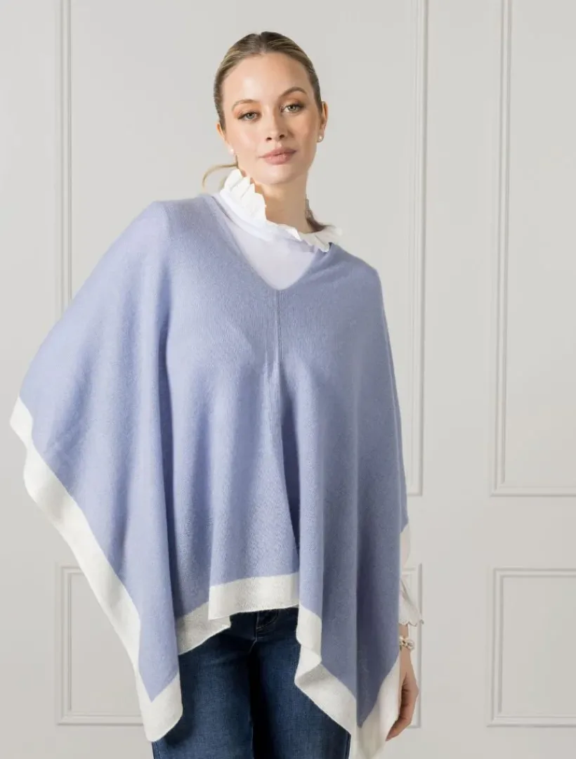 Scarves|Ponchos And Ponchettes*Zjoosh Border Ponchette Cloudy Blue ForgetMeNot