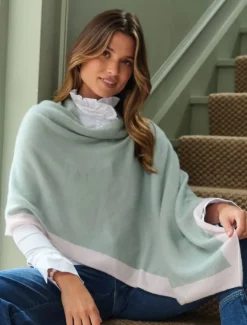 Scarves|Ponchos And Ponchettes*Zjoosh Border Ponchette Sage