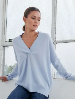 Knits And Jumpers*Zjoosh Boyfriend Cashmere Jumper Pale Blue PaleBlue