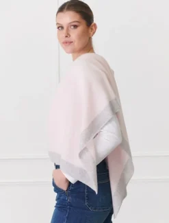 Scarves|Ponchos And Ponchettes*Zjoosh Cashmere Border Ponchette Pink Grey PinkGrey