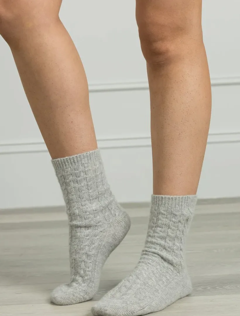 Sleep Accessories|Sleep Accessories*Zjoosh Cashmere Cable Knit Bed Socks Grey