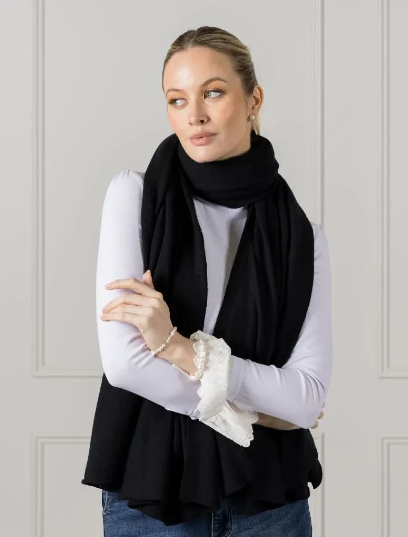 Cashmere Scarves|Scarves*Zjoosh Cashmere Double Width Scarf Black