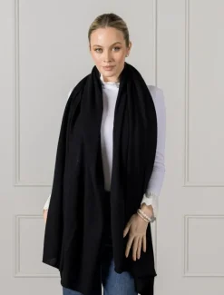 Cashmere Scarves|Scarves*Zjoosh Cashmere Double Width Scarf Black