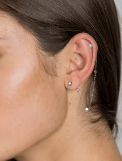 Earrings|Silver Jewellery*Zjoosh Chain Connected Crystal Studs Silver