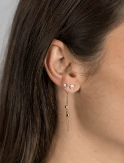 Earrings|Gold Jewellery*Zjoosh Chain Connected Crystal Studs Gold