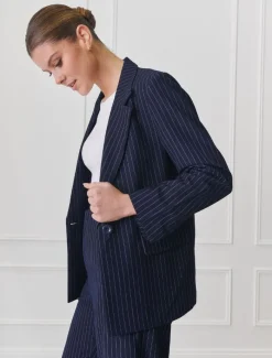 Jackets And Coats*Zjoosh Chalk Stripe Jacket Navy