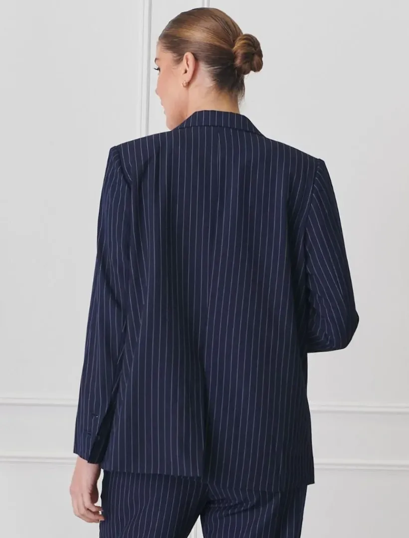 Jackets And Coats*Zjoosh Chalk Stripe Jacket Navy