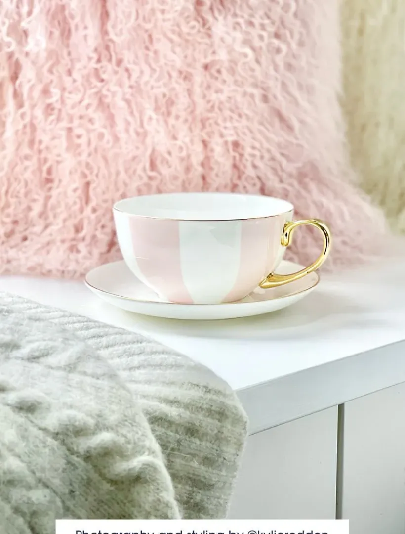 Tea Cups & Mugs*Zjoosh Classic Striped Tea Cup 300ML Pink
