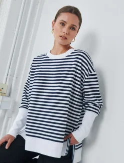 Loungewear|Knits And Jumpers*Zjoosh Claudia Striped Sweatshirt Indigo