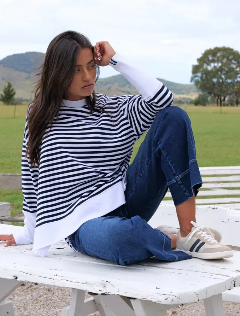 Loungewear|Knits And Jumpers*Zjoosh Claudia Striped Sweatshirt Indigo