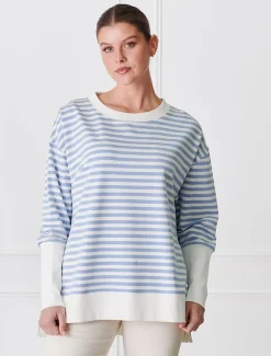 Knits And Jumpers|Shirts And Tops*Zjoosh Claudia Striped Sweatshirt Blue