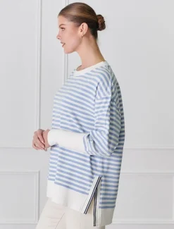 Knits And Jumpers|Shirts And Tops*Zjoosh Claudia Striped Sweatshirt Blue