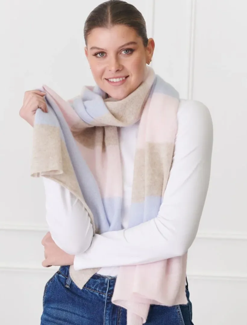 Cashmere Scarves|Scarves*Zjoosh Copenhagen Cashmere Scarf Beige Blue Pink