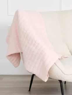 Blankets And Throws*Zjoosh Cotton Quilted Throw Pink