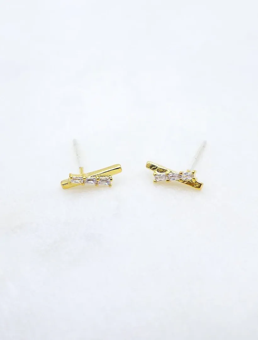 Earrings|Gold Jewellery*Zjoosh Criss Cross Sticks Studs Gold