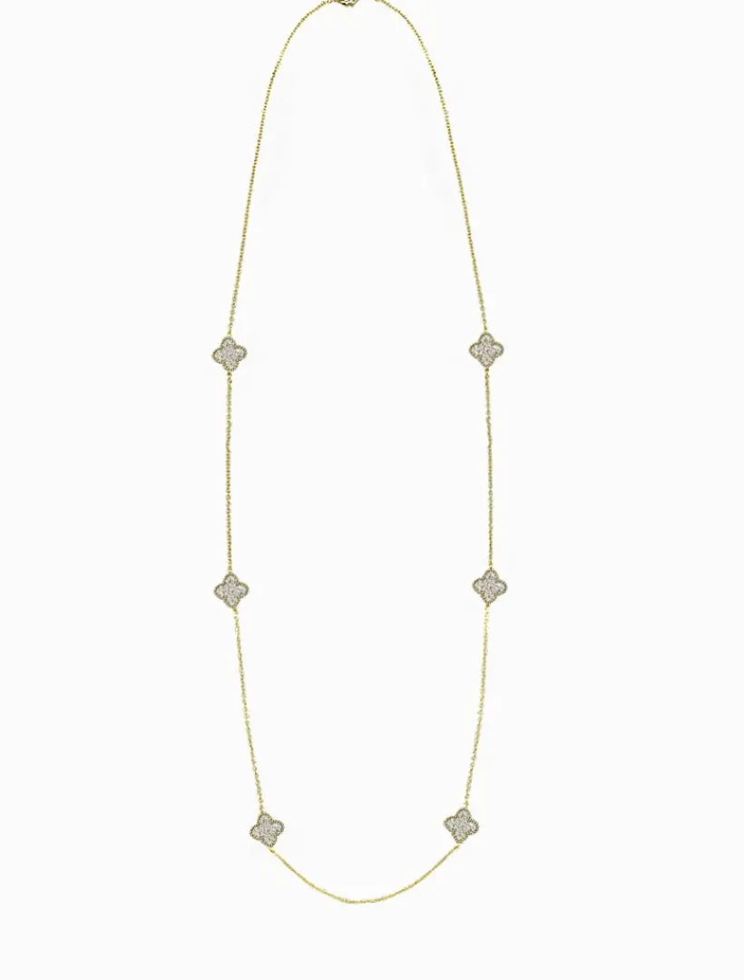 Necklaces|Gold Jewellery*Zjoosh Crusted Clover Necklace Gold