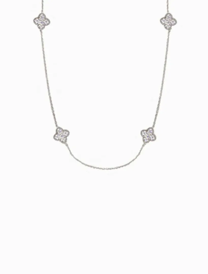 Necklaces|Silver Jewellery*Zjoosh Crusted Clover Necklace Silver