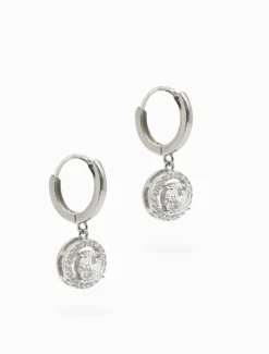 Earrings|Silver Jewellery*Zjoosh Crystal Circle Drop Earrings Silver