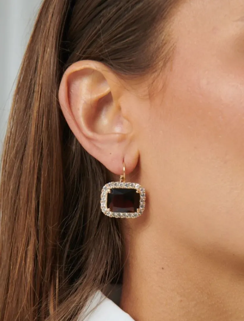 Earrings*Zjoosh Crystal French Hooks Chocolate and Champagne