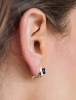 Clip-On Earrings|Earrings*Zjoosh Crystal Surround Clip Ons Navy