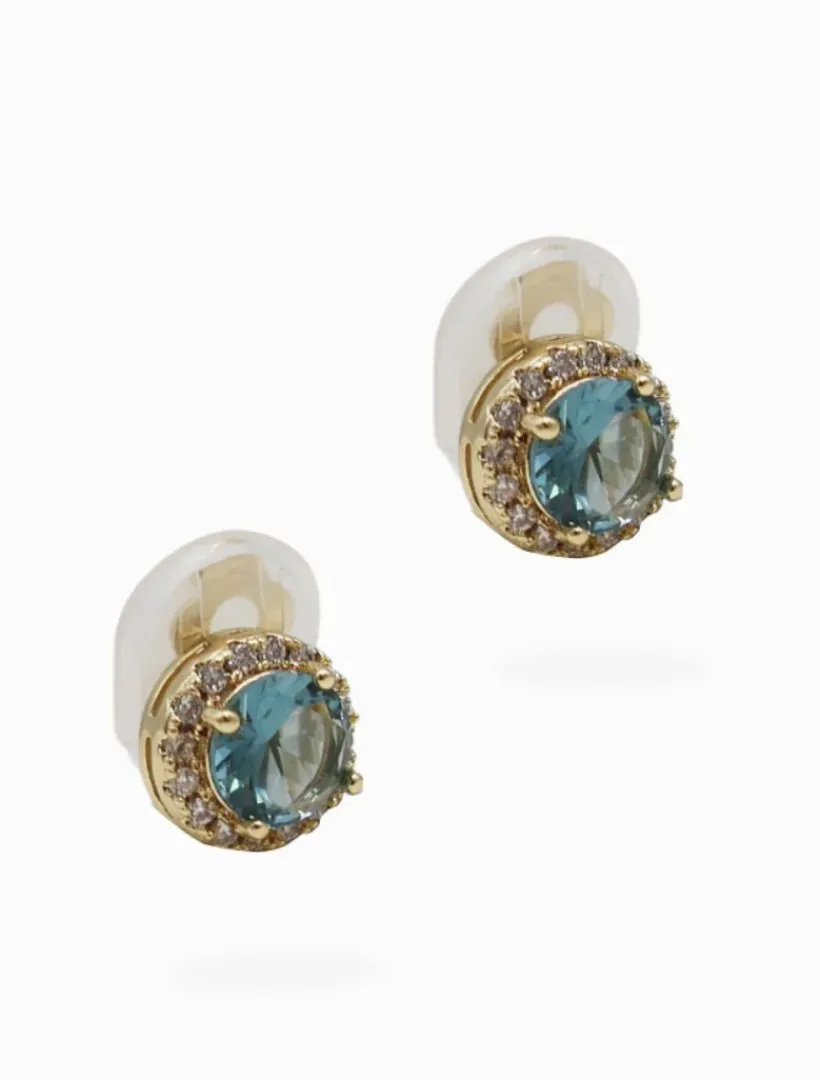 Clip-On Earrings|Earrings*Zjoosh Crystal Surround Clip Ons Light Blue LightBlue