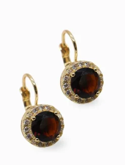 Earrings*Zjoosh Crystal Surrounds French Hooks Chocolate