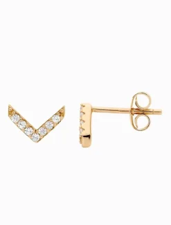 Earrings|Gold Jewellery*Ellani Cubic Zirconia V Stud Earrings Gold
