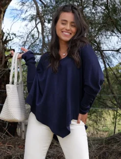 Knits And Jumpers*Zjoosh Dahlia Cotton Cashmere Jumper Navy