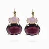 Earrings*Zjoosh Double Crystal French Hooks Pink and Mauve