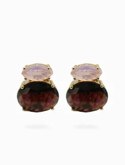 Clip-On Earrings|Earrings*Zjoosh Double Crystal Pink and Mauve Clip Ons