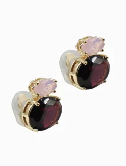 Clip-On Earrings|Earrings*Zjoosh Double Crystal Pink and Mauve Clip Ons
