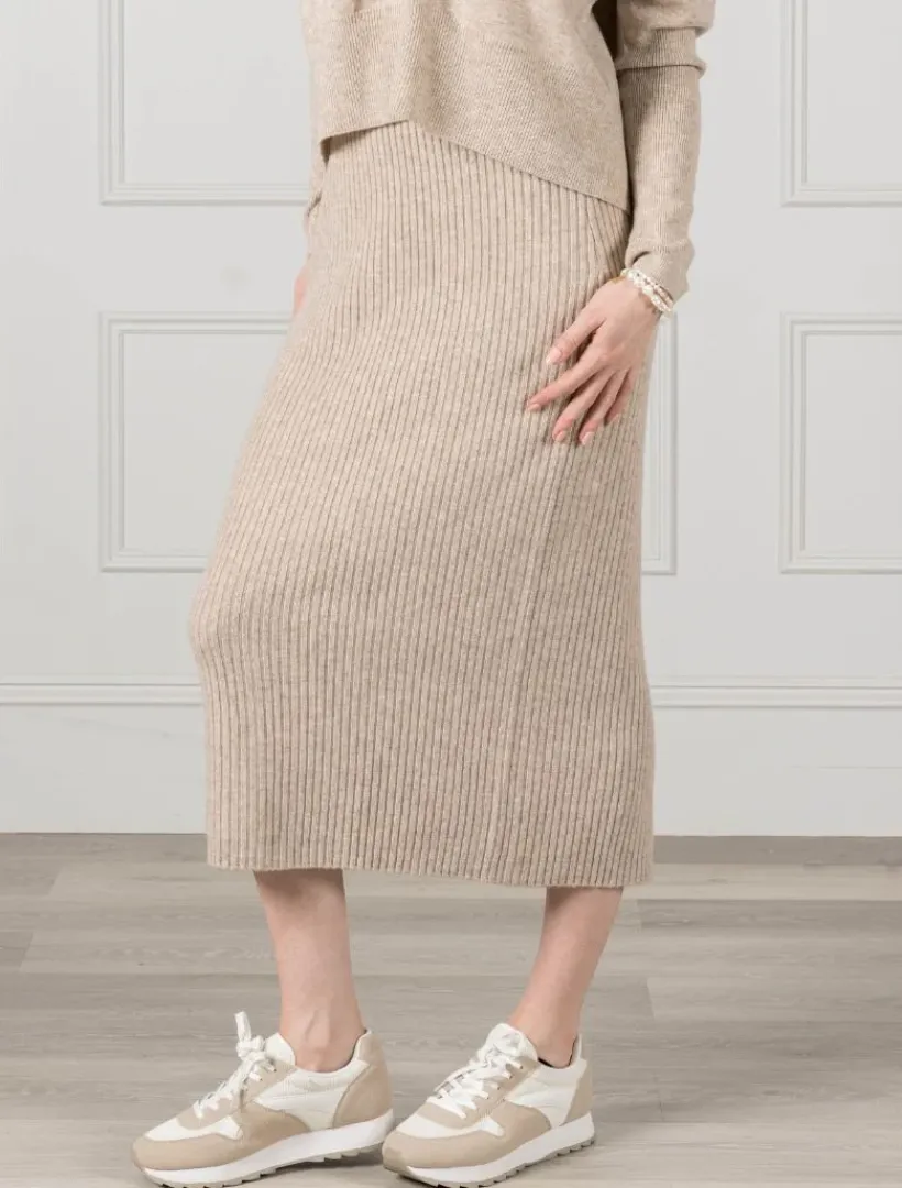 Skirts*Zjoosh Eden Rib Skirt - FINAL SALE Oatmeal
