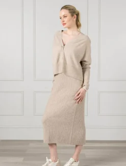 Skirts*Zjoosh Eden Rib Skirt - FINAL SALE Oatmeal