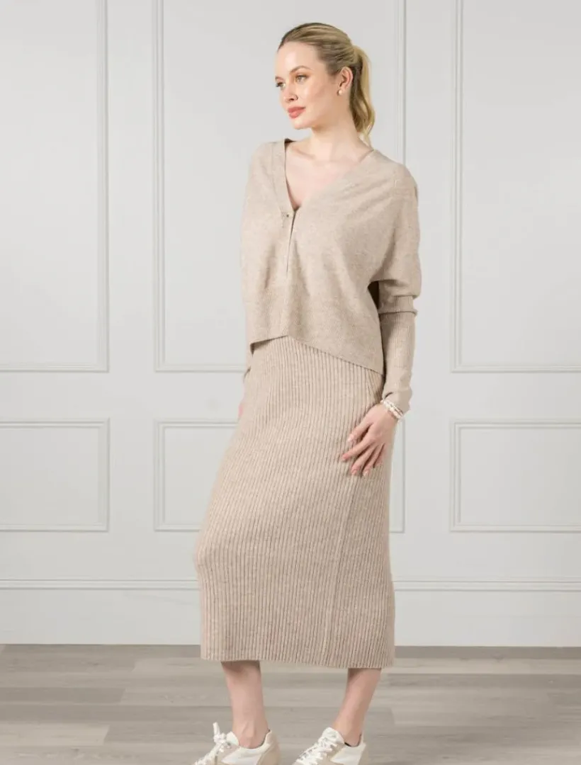 Skirts*Zjoosh Eden Rib Skirt - FINAL SALE Oatmeal