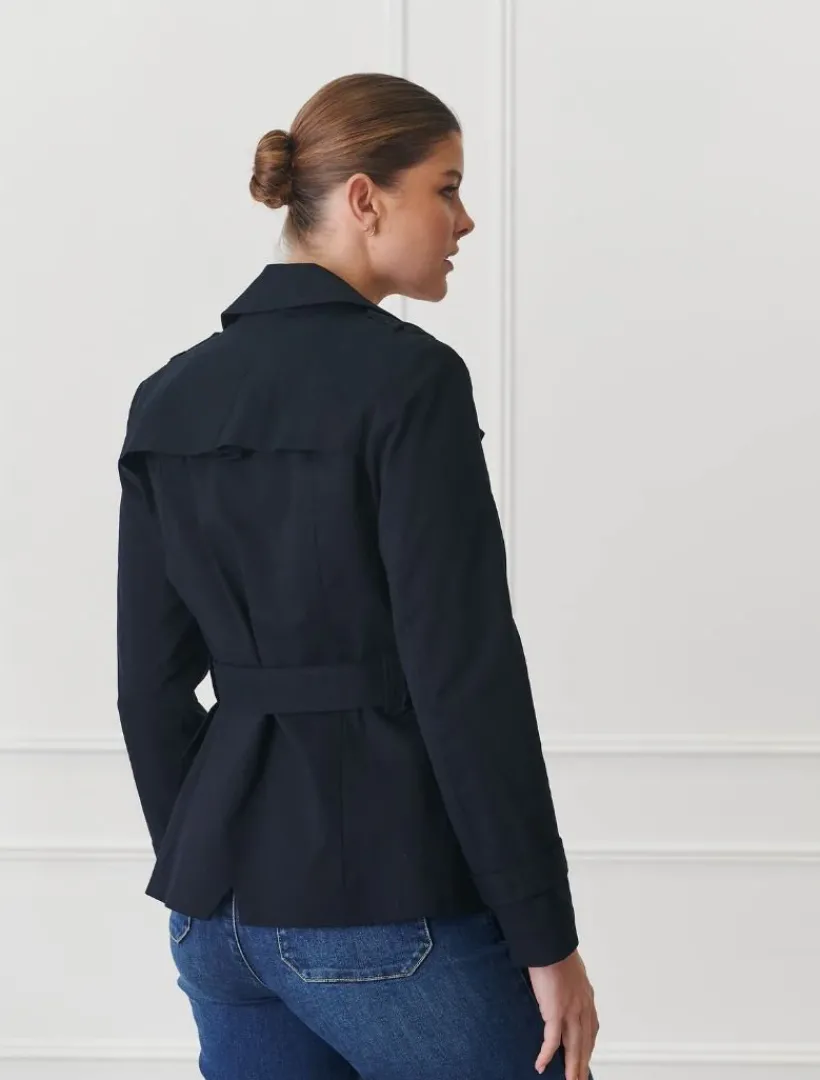 Jackets And Coats*Zjoosh Ella Cropped Trench Coat Navy