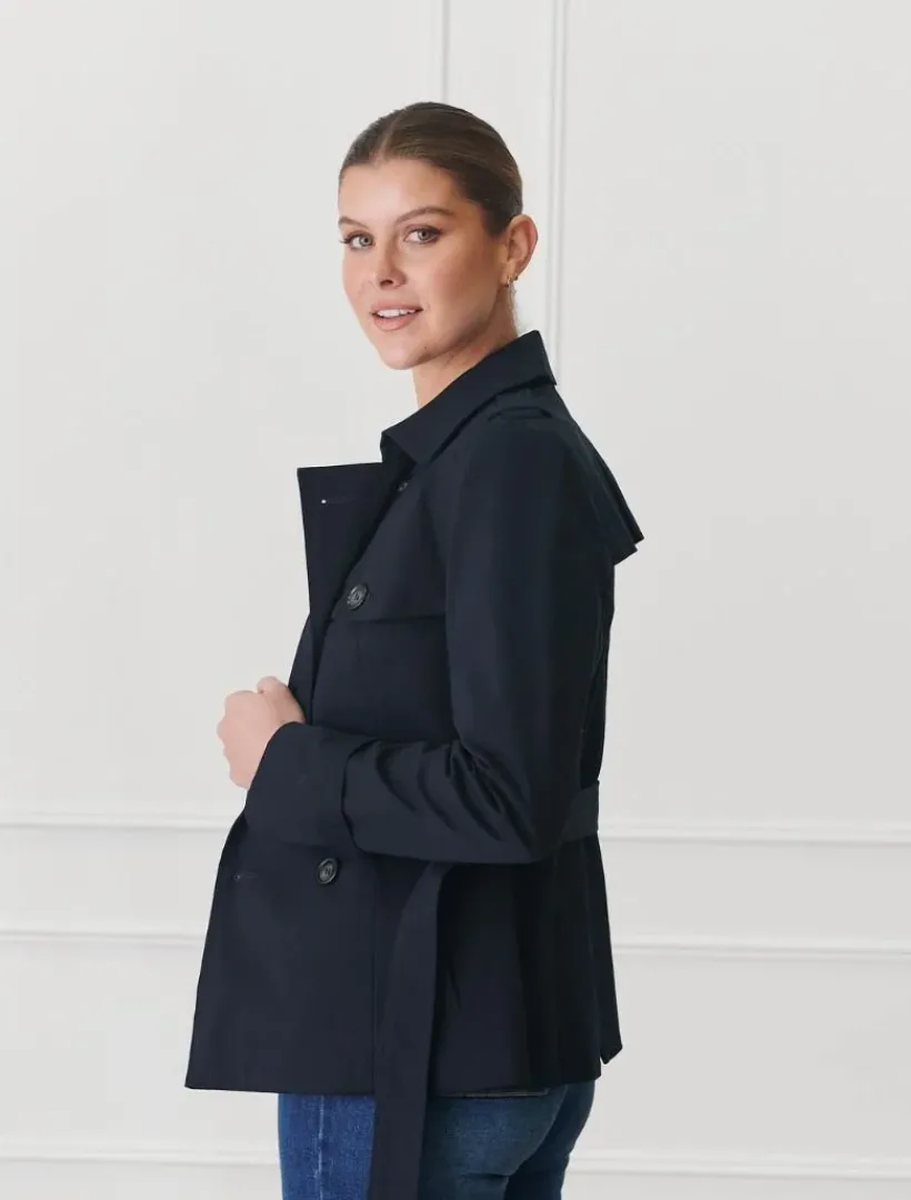 Jackets And Coats*Zjoosh Ella Cropped Trench Coat Navy