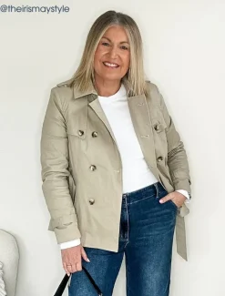 Jackets And Coats*Zjoosh Ella Cropped Trench Coat Stone