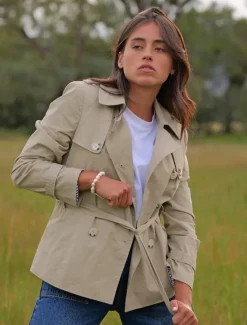 Jackets And Coats*Zjoosh Ella Cropped Trench Coat Stone